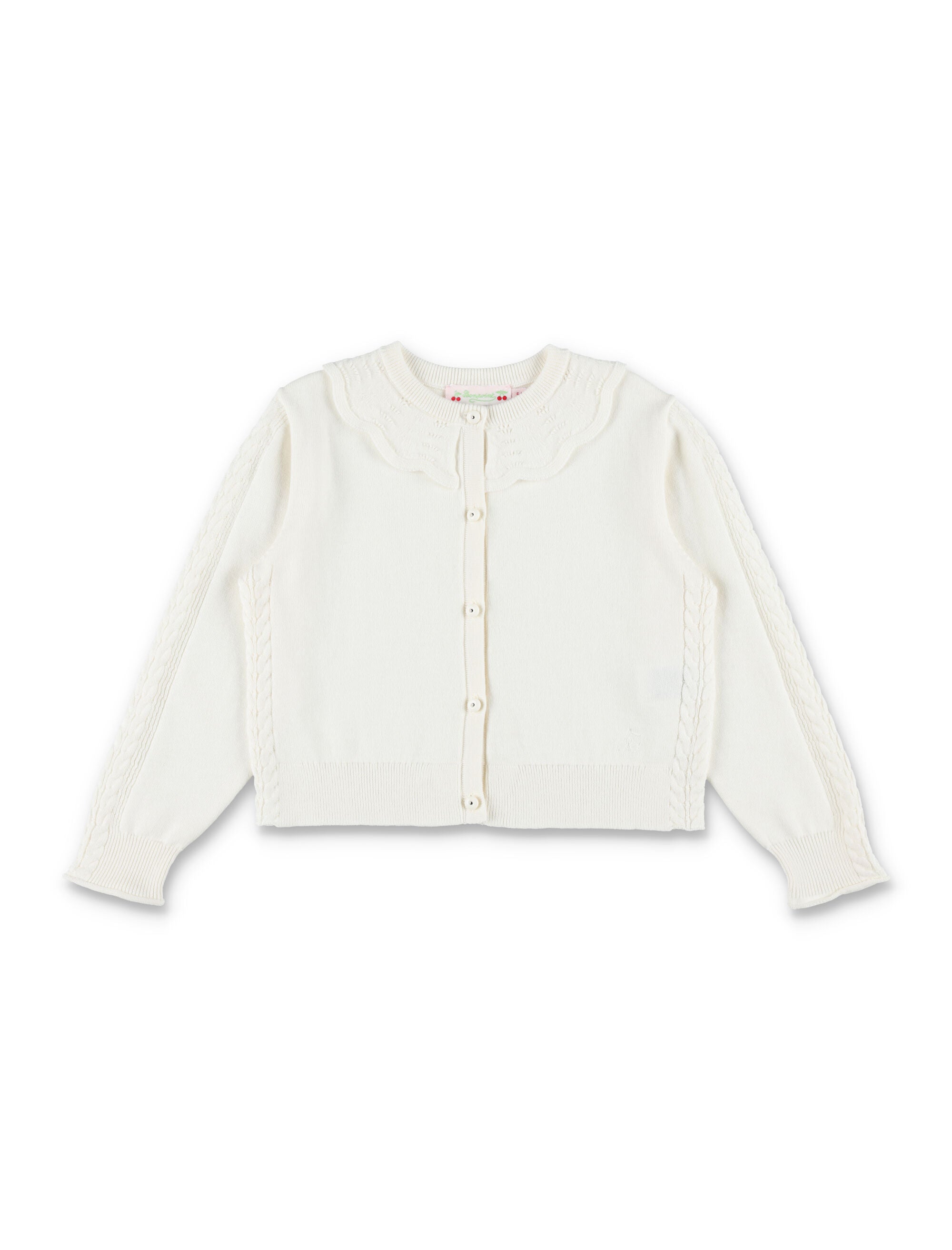 Bonpoint Lueur ruffled organic cotton and cashmere cardigan White