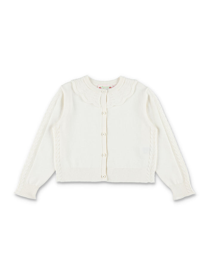 Bonpoint Lueur ruffled organic cotton and cashmere cardigan White