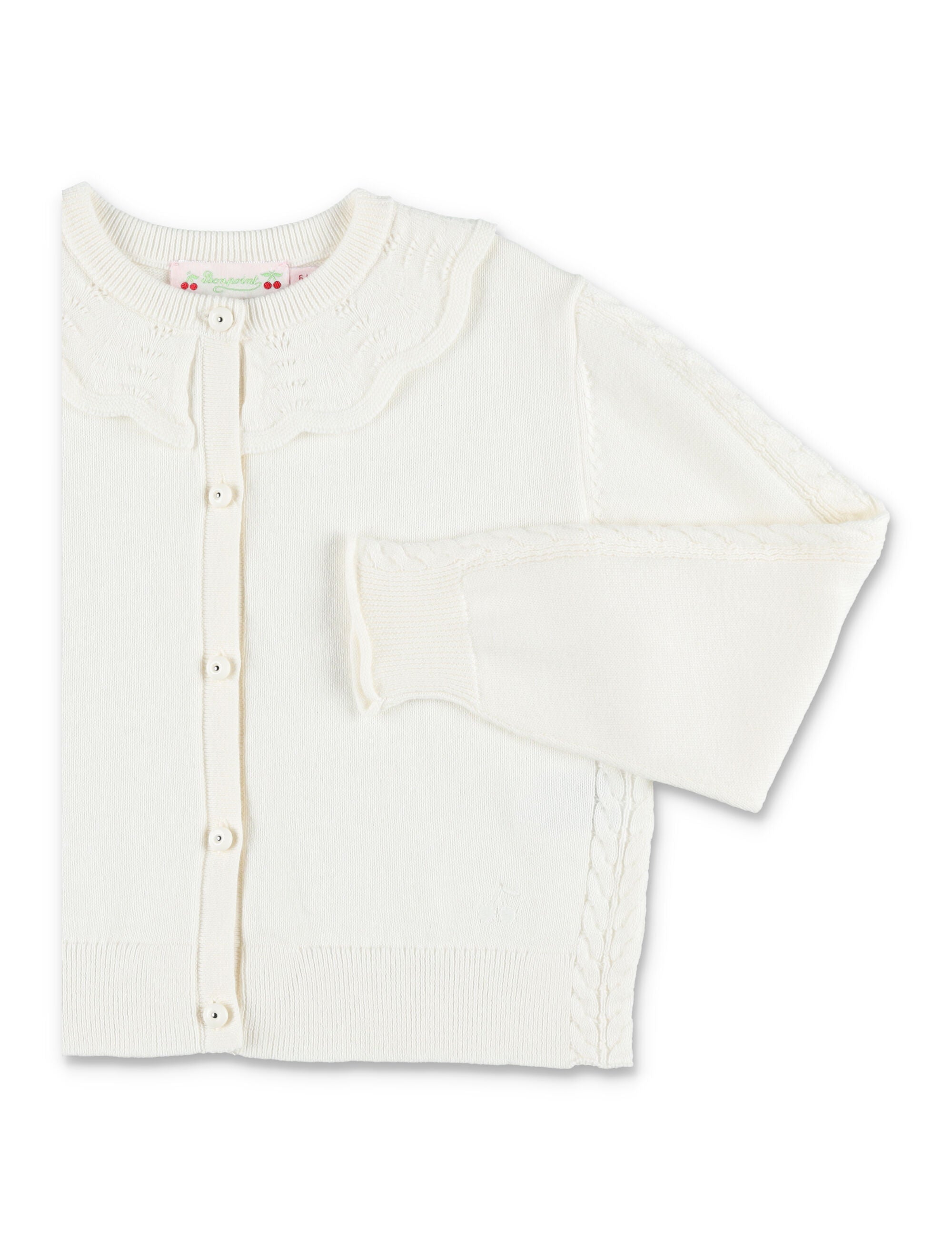 Bonpoint Lueur ruffled organic cotton and cashmere cardigan White