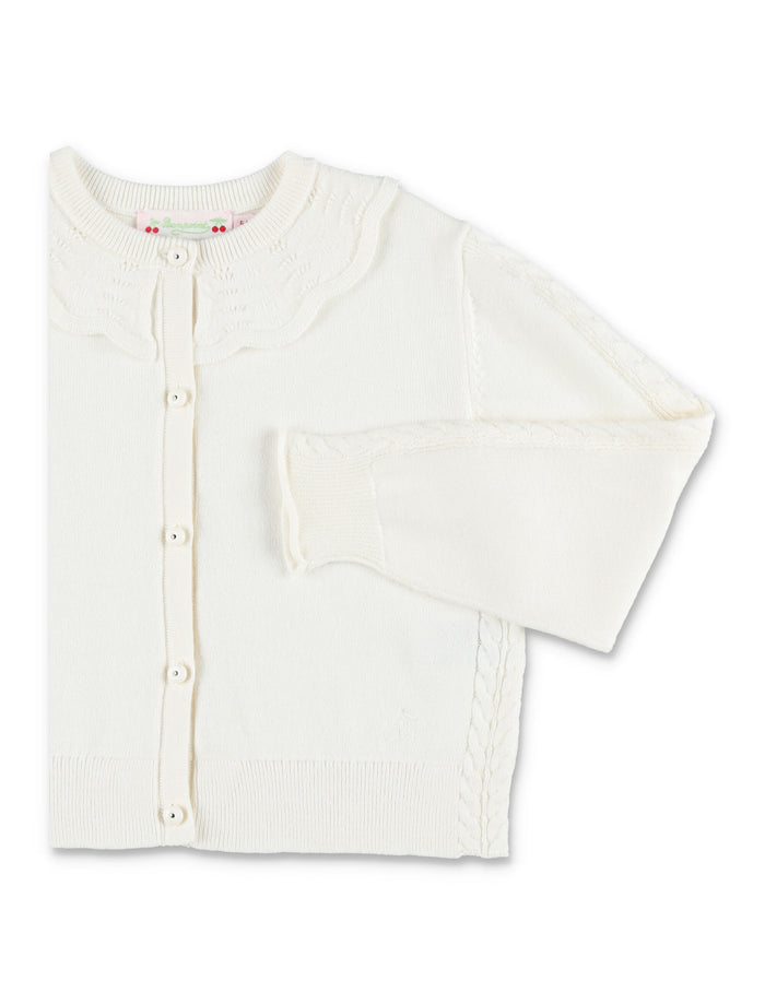 Bonpoint Lueur ruffled organic cotton and cashmere cardigan White
