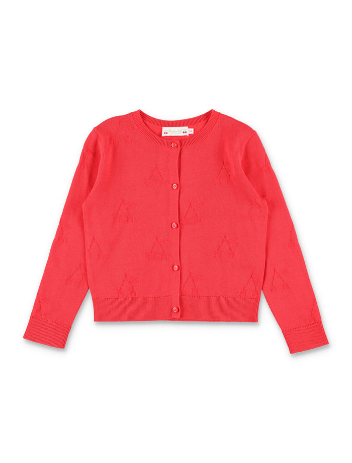 Lysia red organic cotton cherry cardigan Coquelicot
