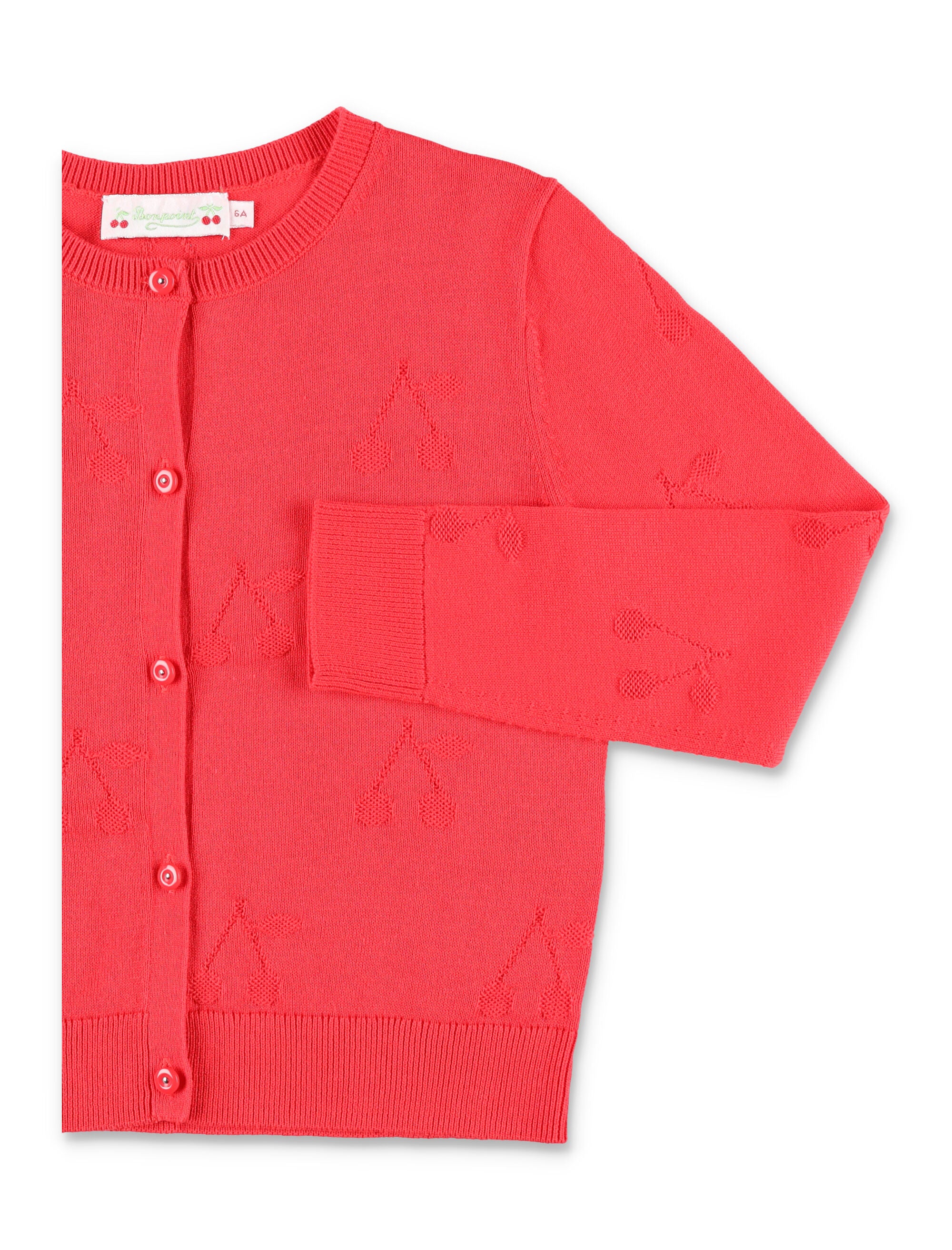 Lysia red organic cotton cherry cardigan Coquelicot