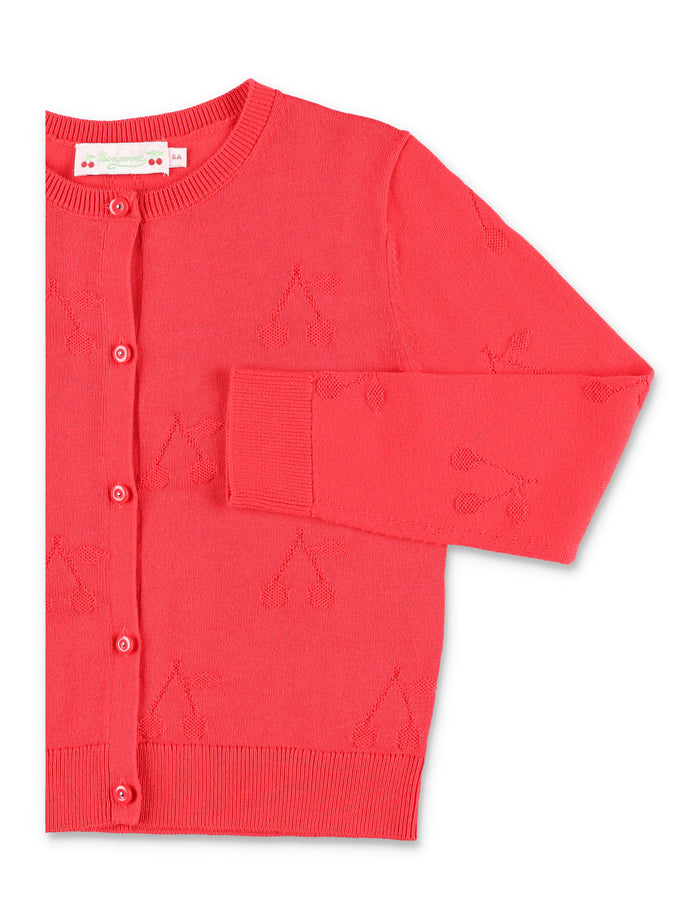 Lysia red organic cotton cherry cardigan Coquelicot