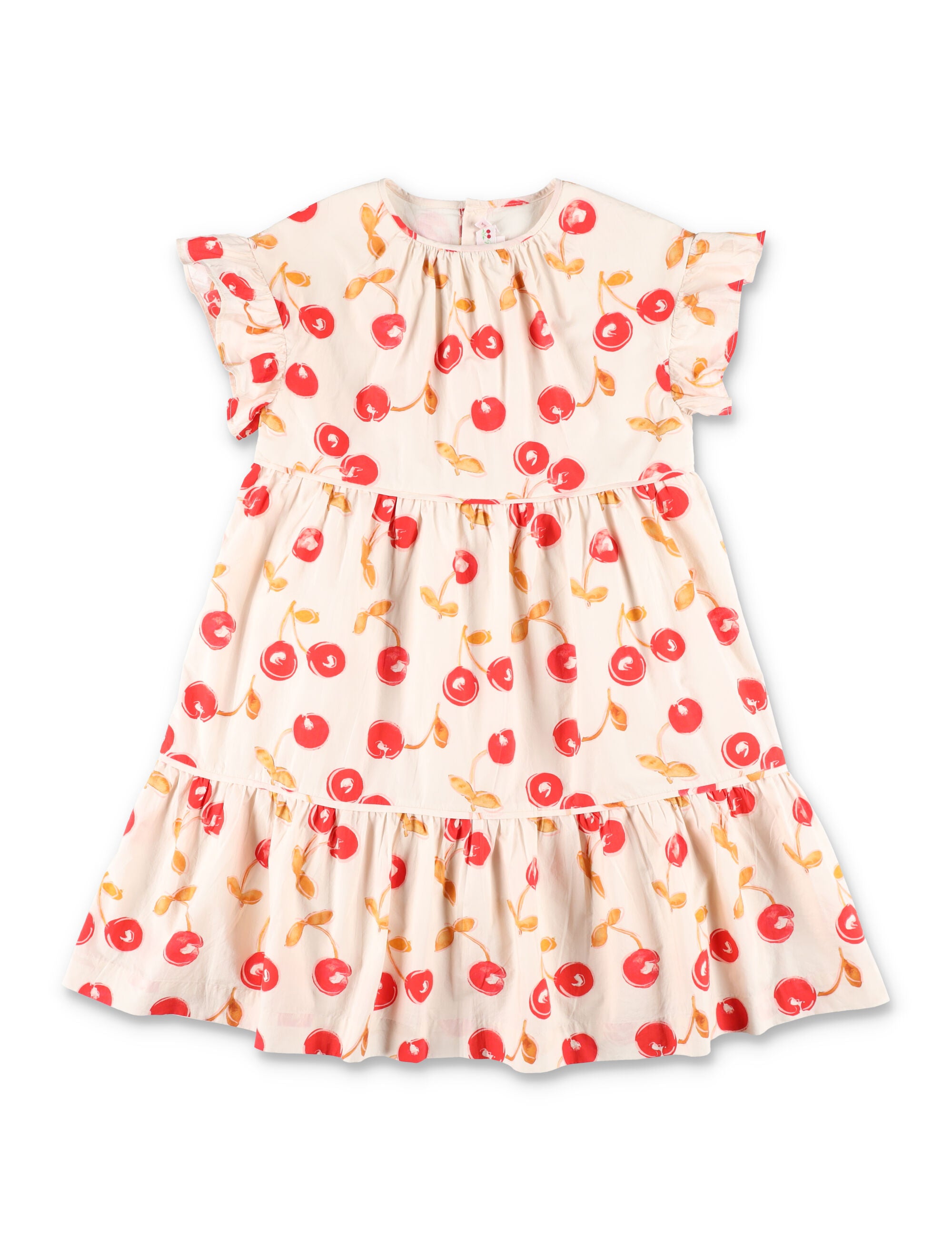 Bonpoint Leontine cherry print dress for girls Ecru Organic Cotton