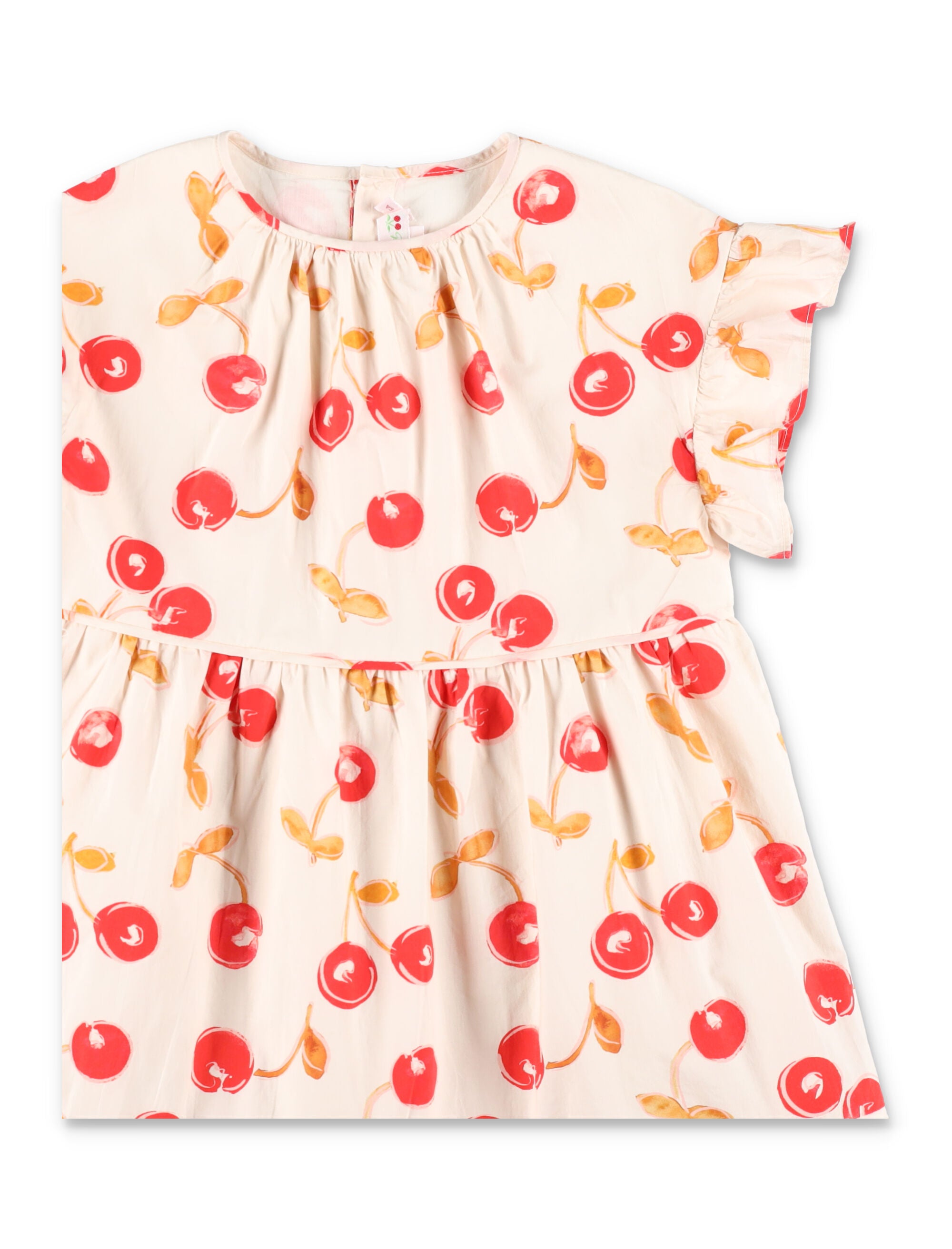 Bonpoint Leontine cherry print dress for girls Ecru Organic Cotton