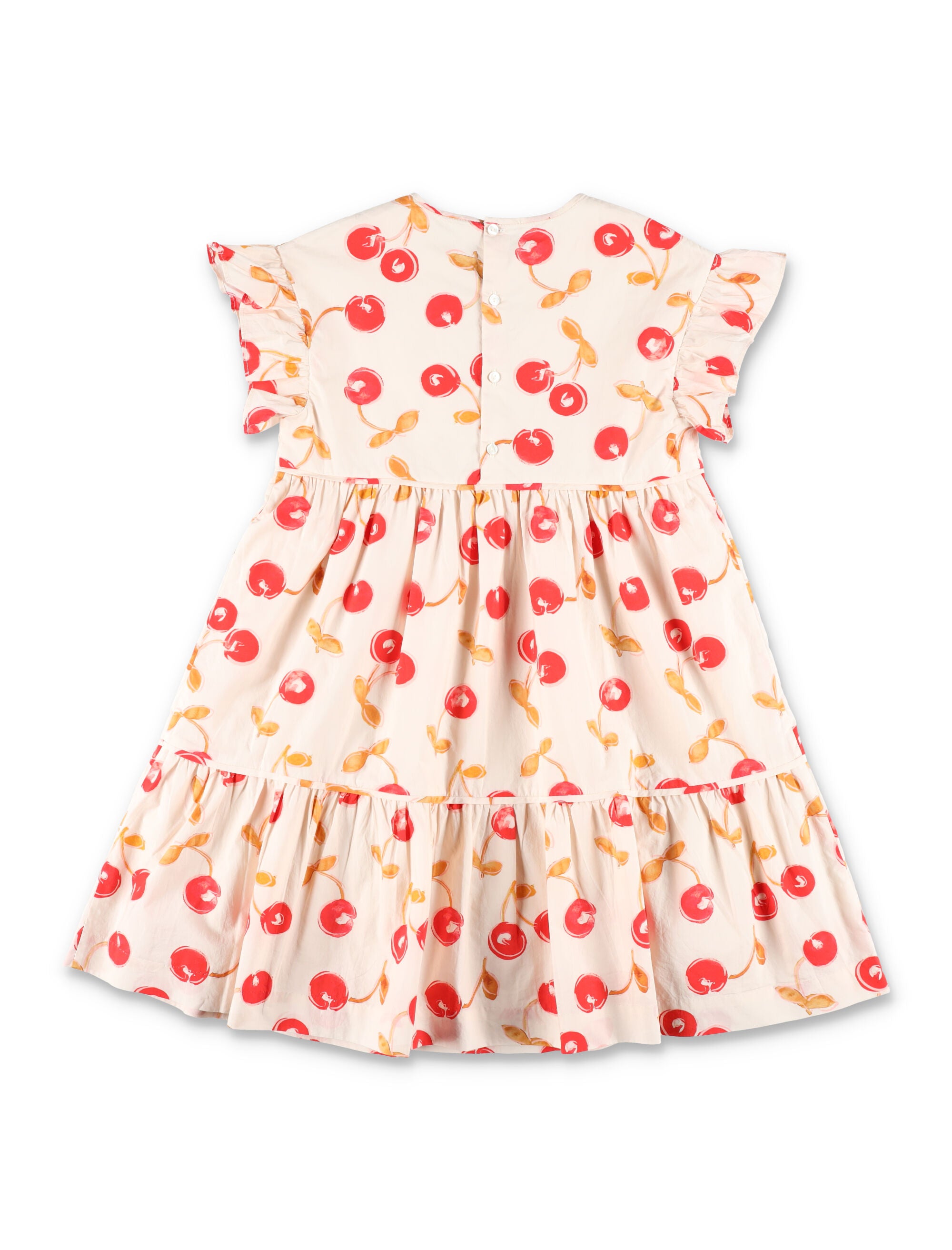 Bonpoint Leontine cherry print dress for girls Ecru Organic Cotton