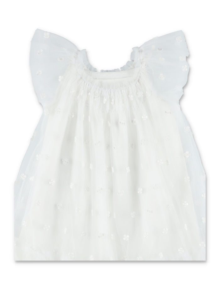 Bonpoint Lisabeth embroidered tulle dress White Viscose