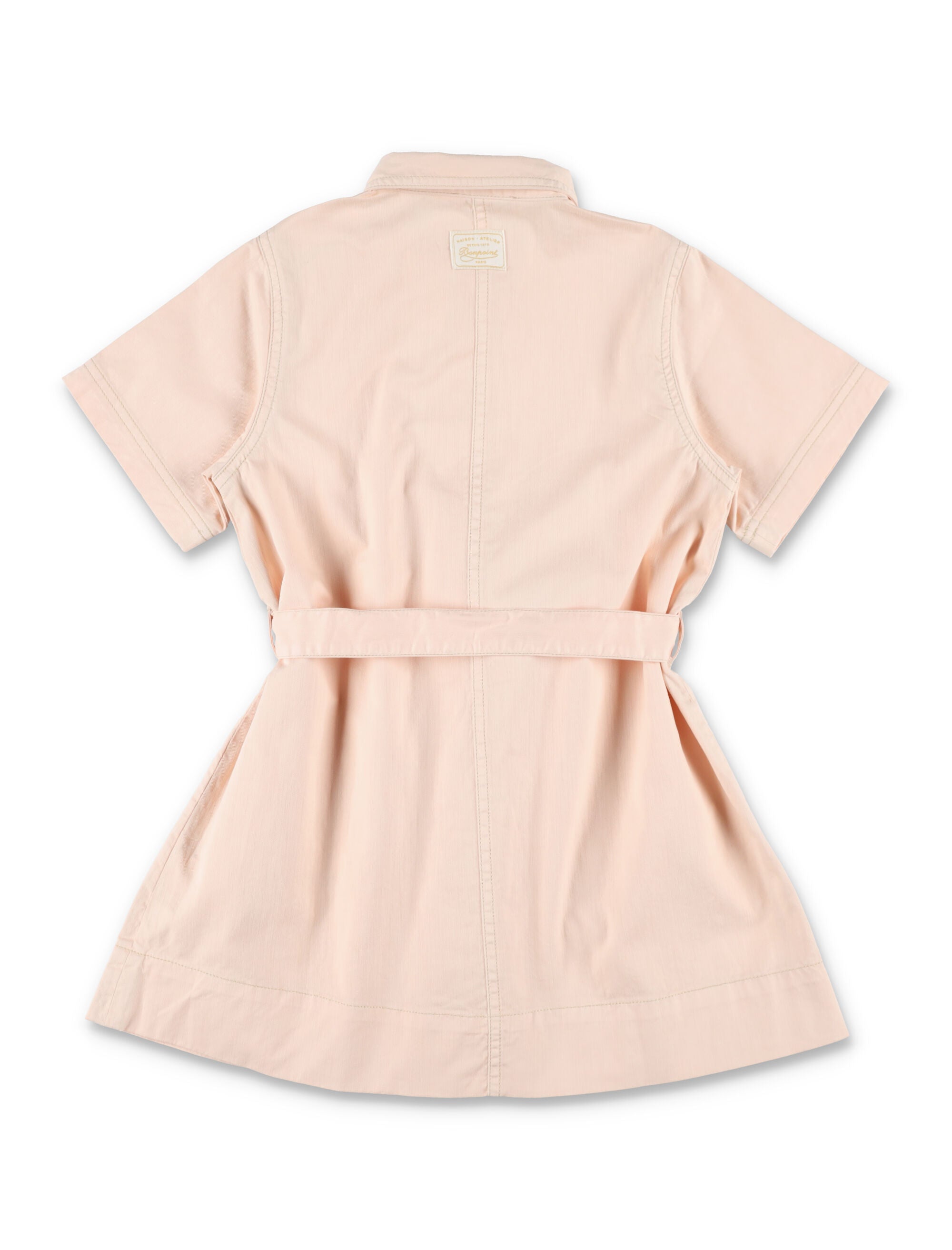 Bonpoint Lauriane Girls Organic Cotton Shirt Dress Powder Pink
