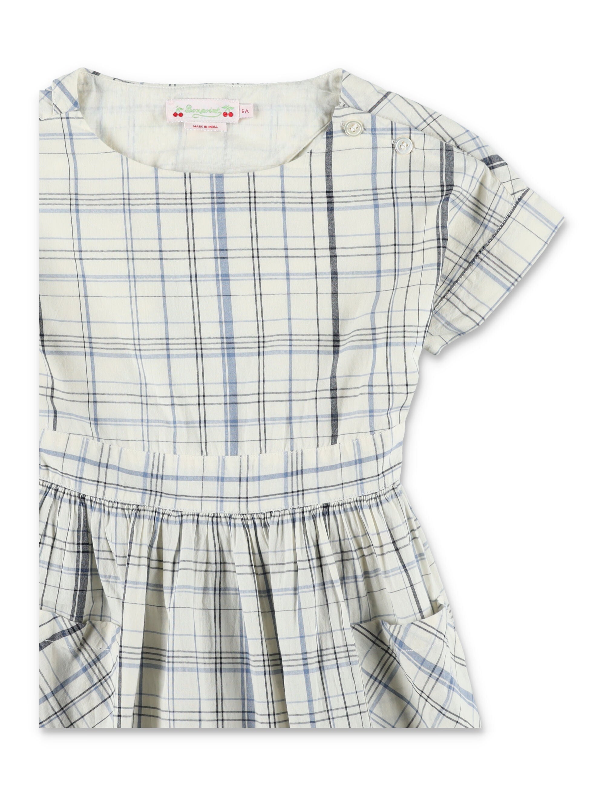 Bonpoint girls Edelweiss checked dress Blue Checks Cotton