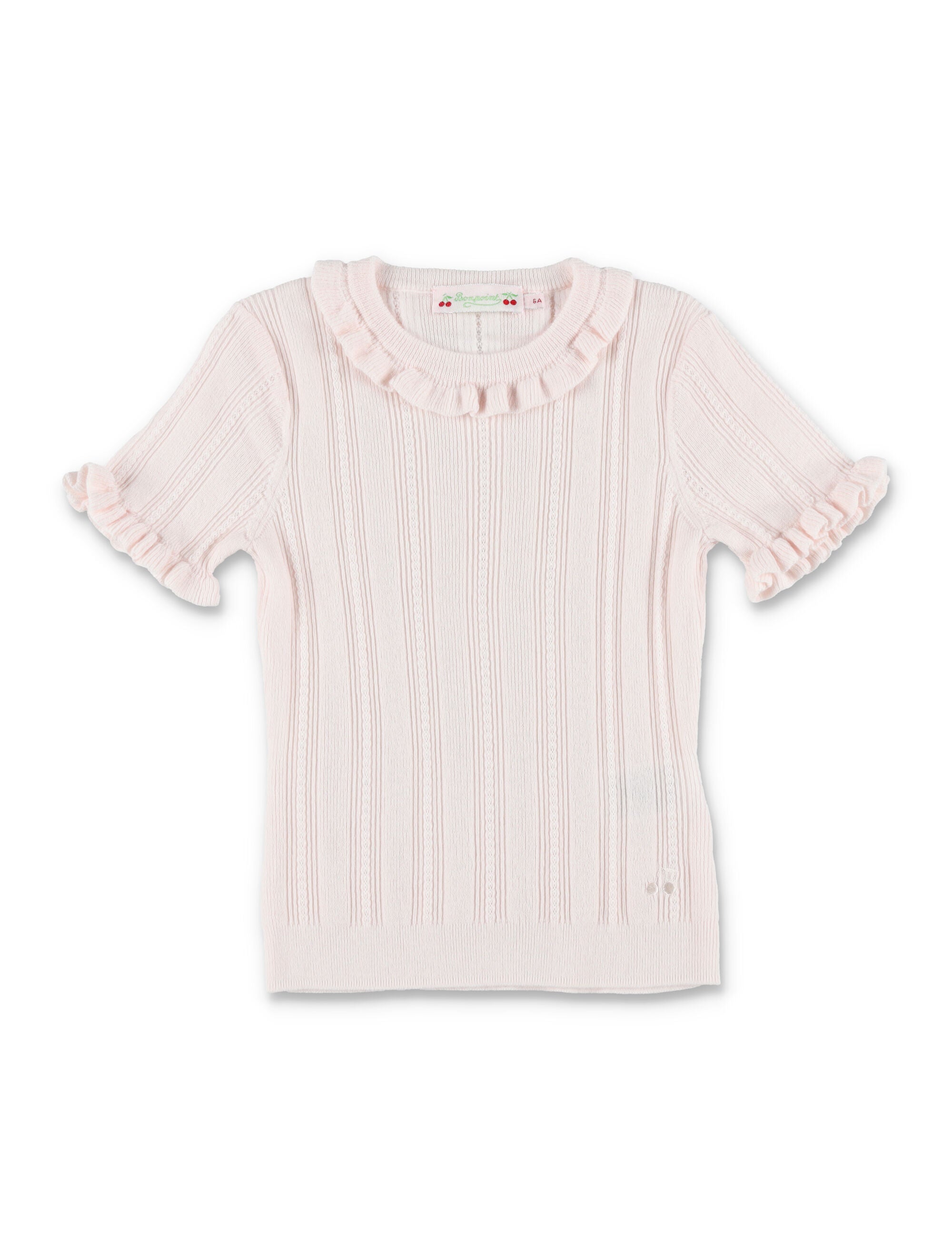 Bonpoint Lucie ruffled wool and silk sweater Pale Pink
