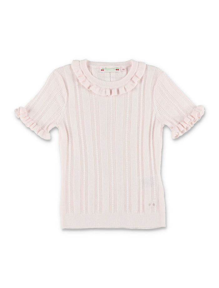 Bonpoint Lucie ruffled wool and silk sweater Pale Pink