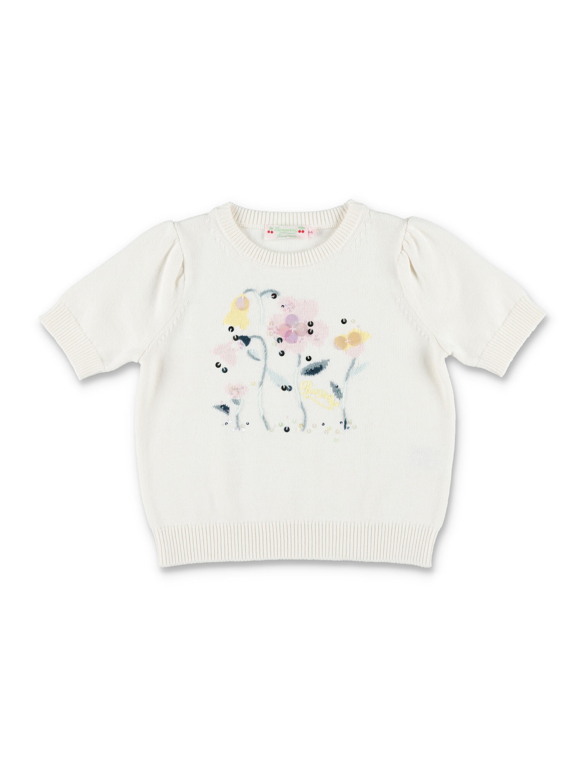 Bonpoint Elvira organic cotton and cashmere jacquard sweater Natural White