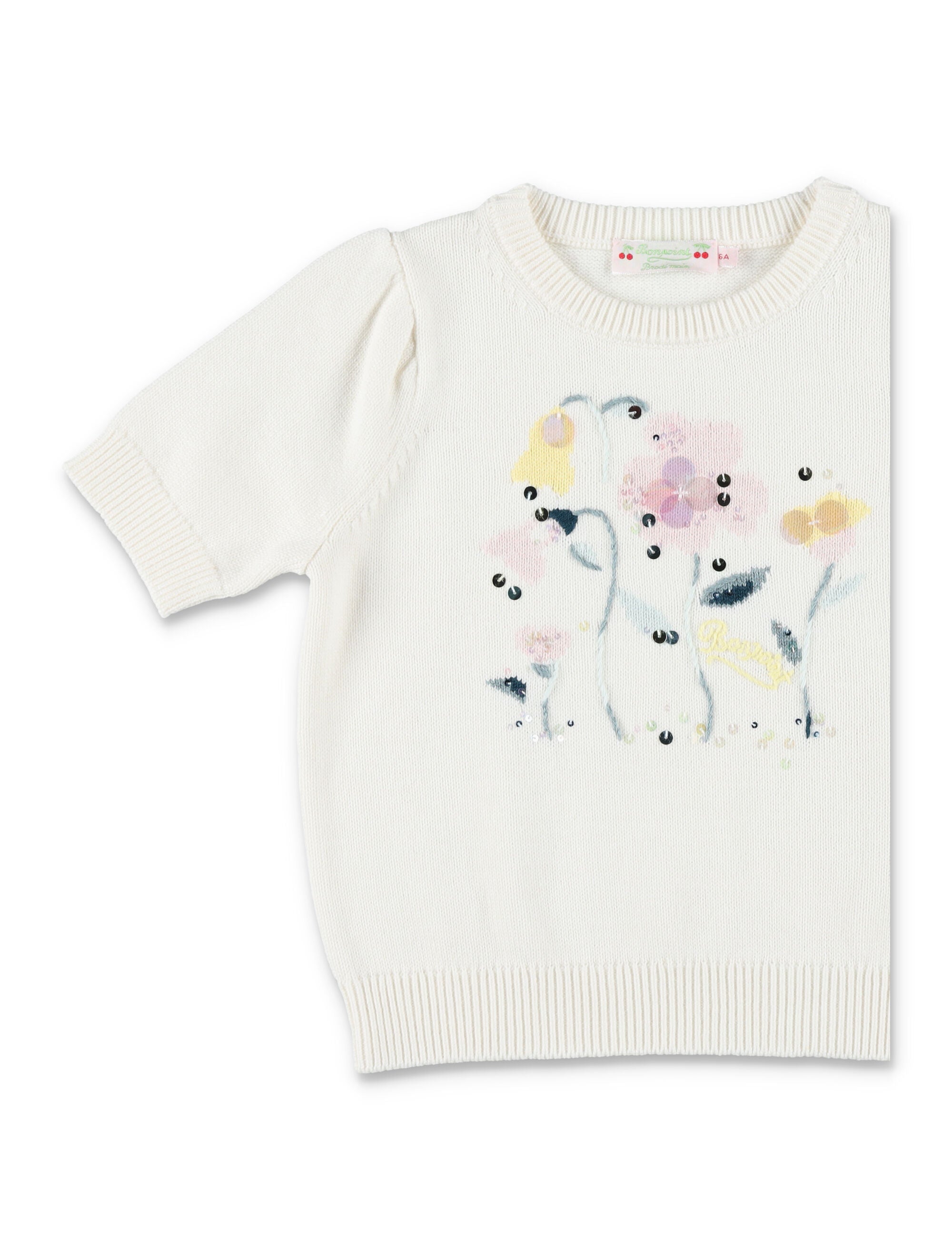 Bonpoint Elvira organic cotton and cashmere jacquard sweater Natural White