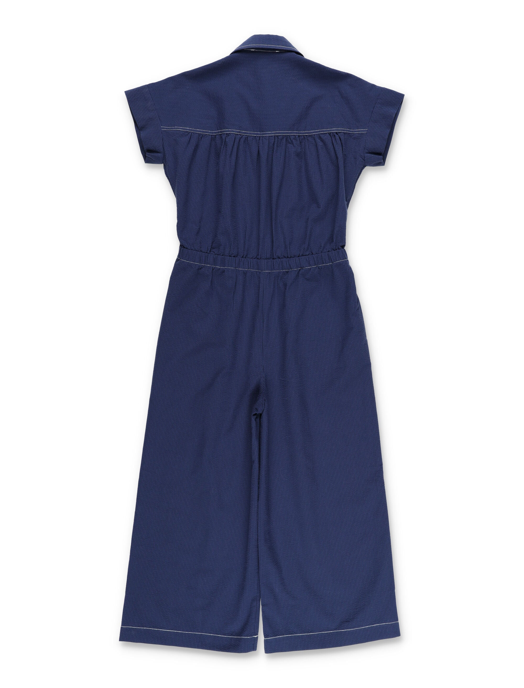 Bonpoint Lania seersucker jumpsuit for girls Ra Indigo Organic Cotton