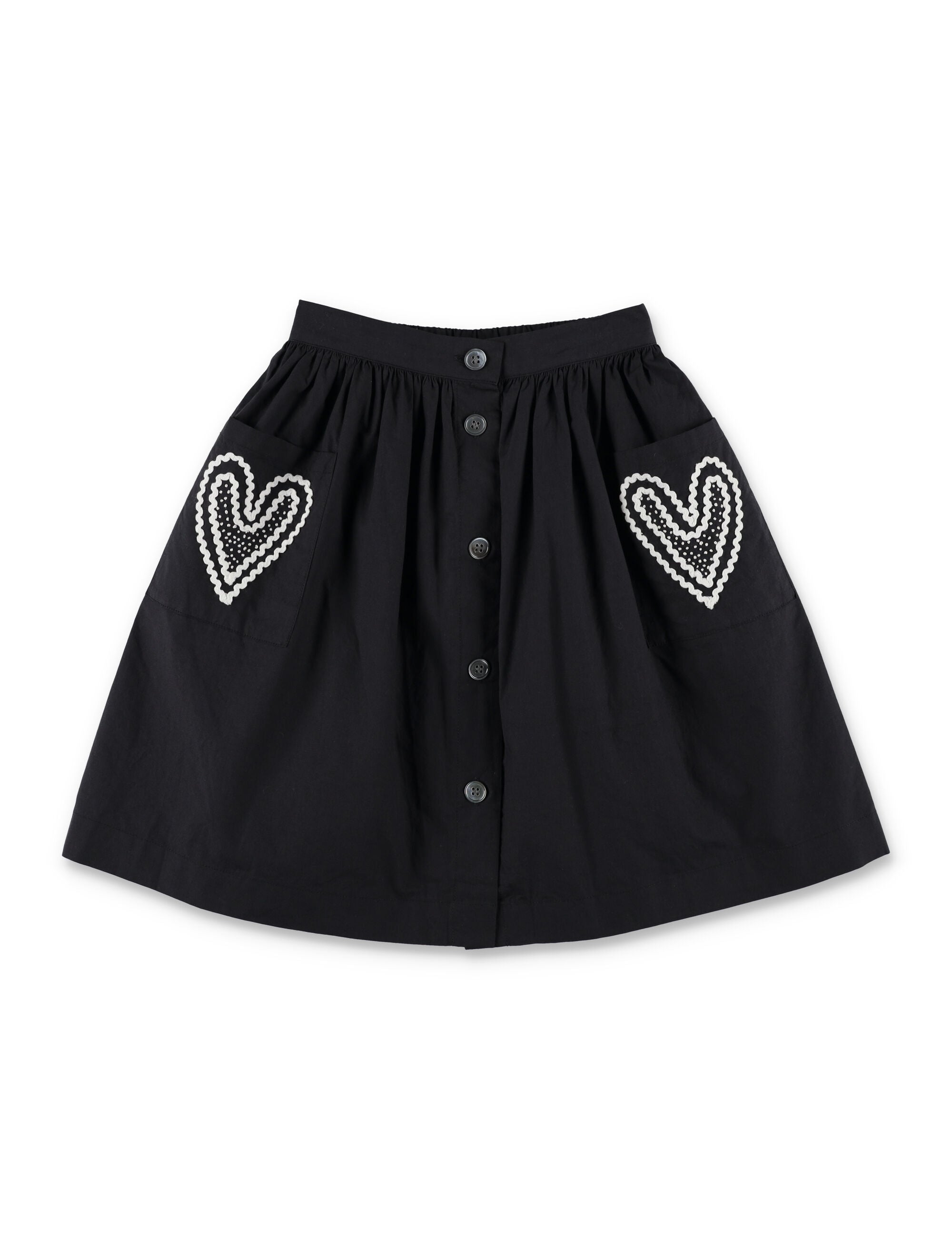 Bonpoint girls Lierre hand-embroidered cotton skirt Black Organic Lining