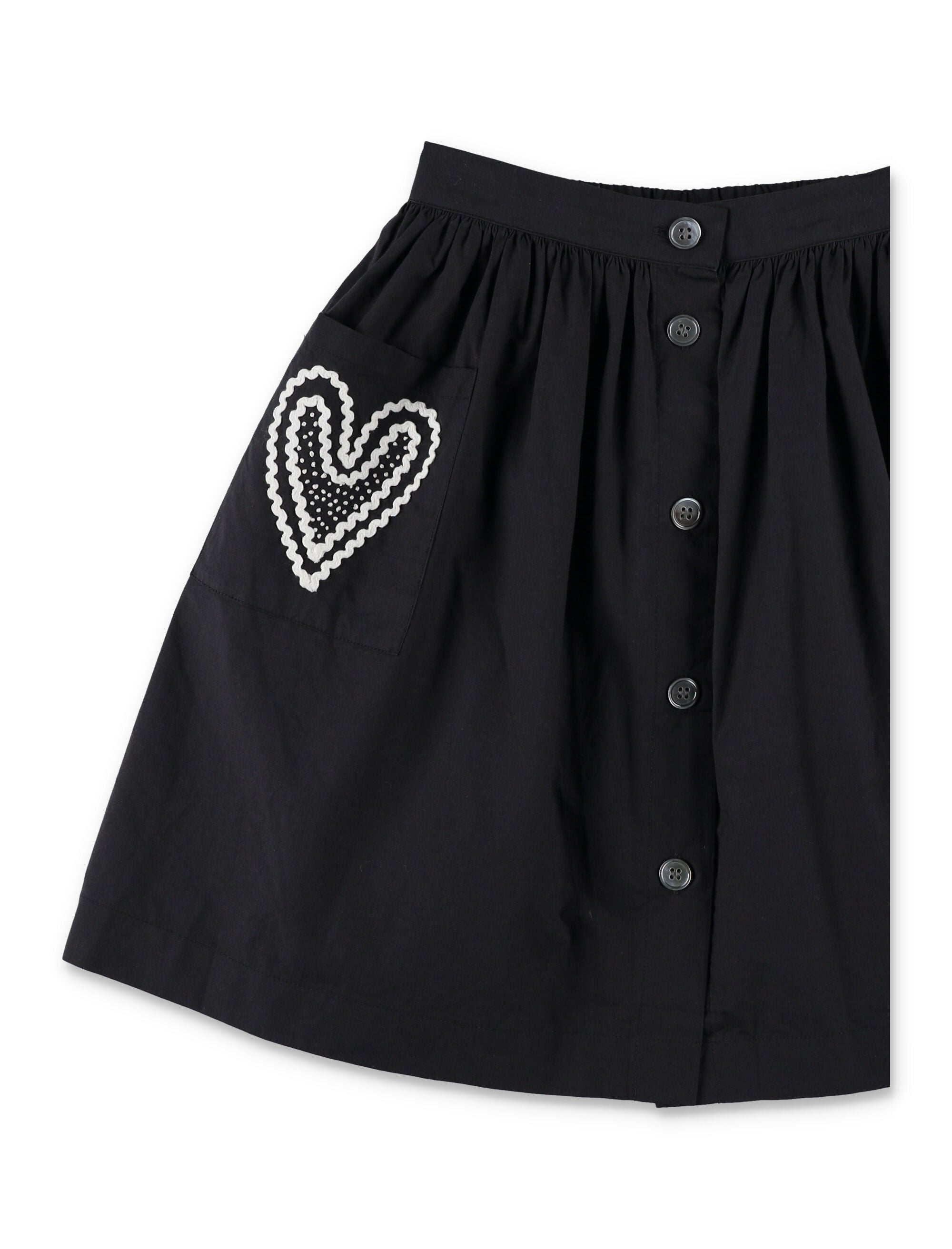 Bonpoint girls Lierre hand-embroidered cotton skirt Black Organic Lining