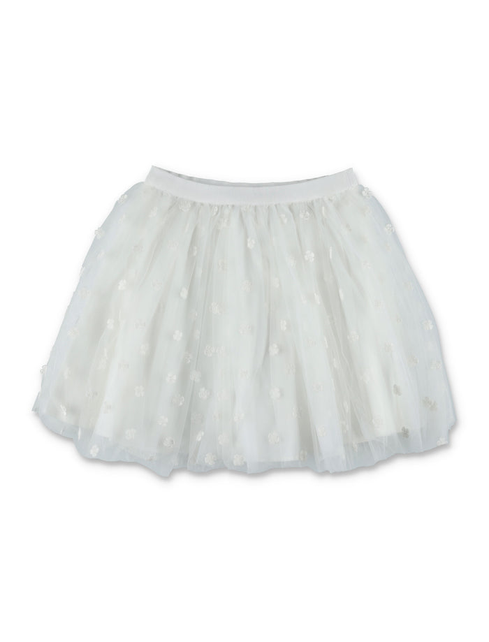Bonpoint Pois embroidered tulle skirt Naturel White Viscose