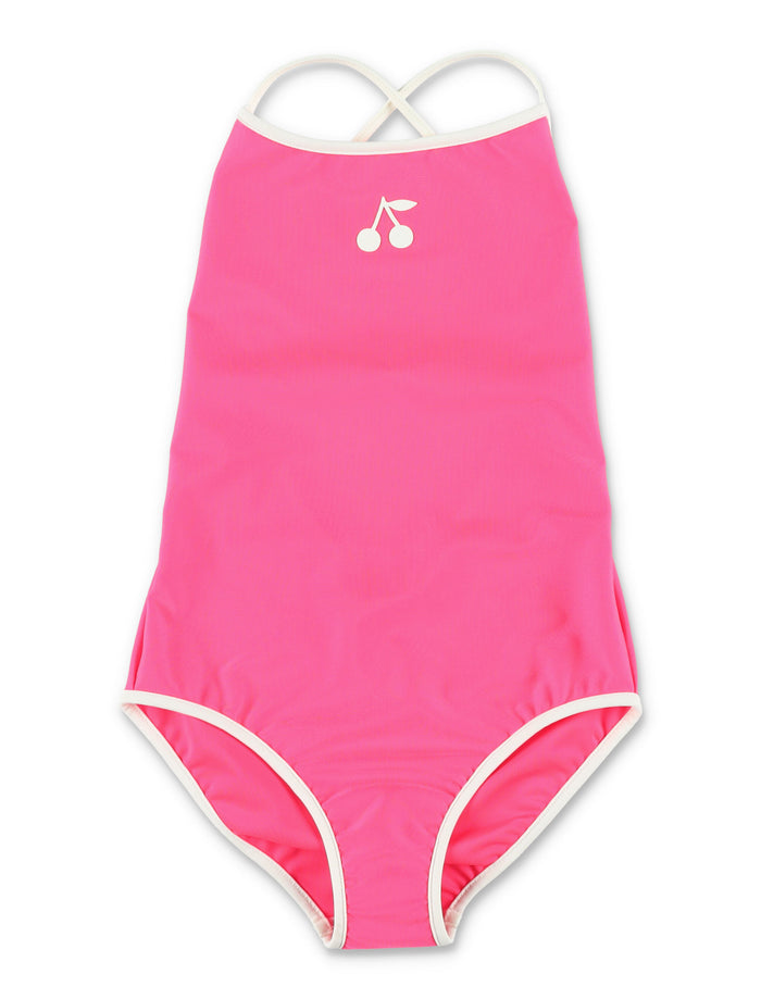 Bonpoint kids Loola swimsuit Fluo Pink Recycle Polyamide Swimwear
