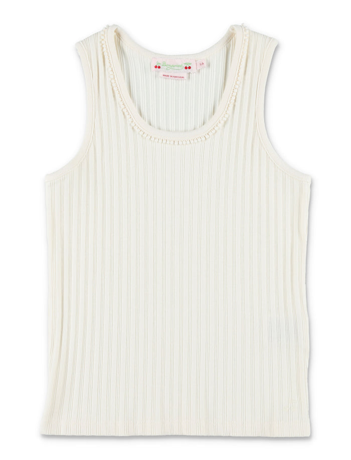 Bonpoint Edina scalloped collar tank top Milk White Cotton
