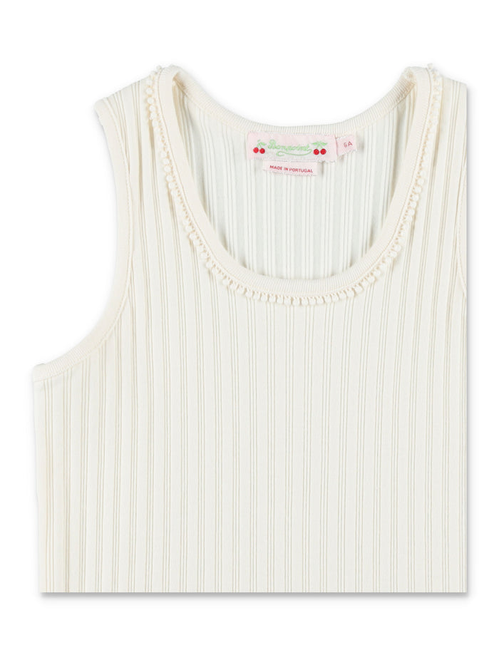 Bonpoint Edina scalloped collar tank top Milk White Cotton