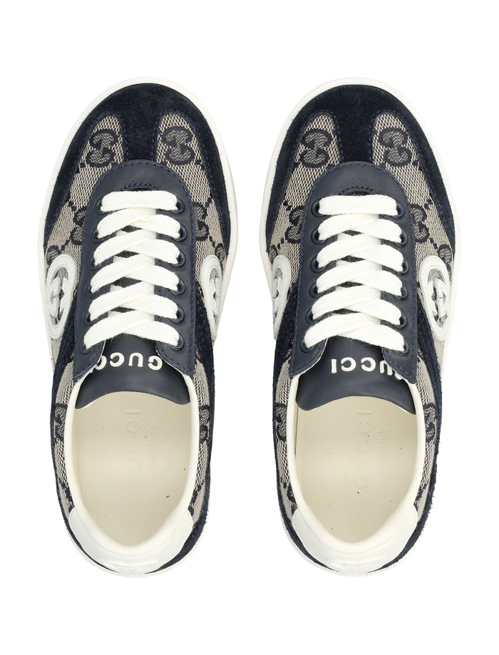 Gucci Kids GG Sneakers Blu Calf Skin