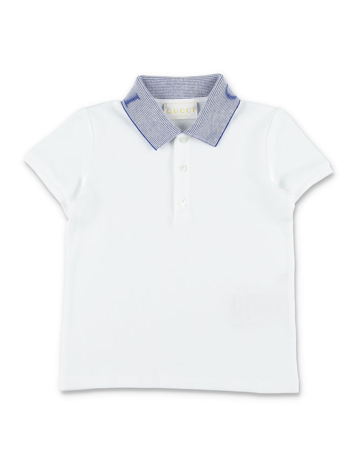 Gucci baby cotton polo shirt Optical White/blue T-shirt