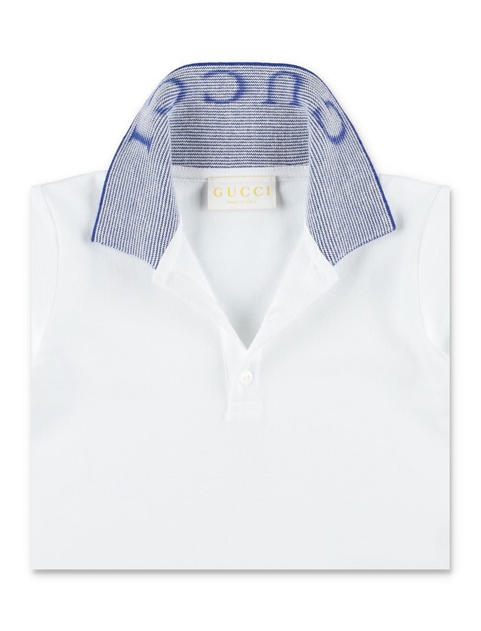 Gucci baby cotton polo shirt Optical White/blue T-shirt