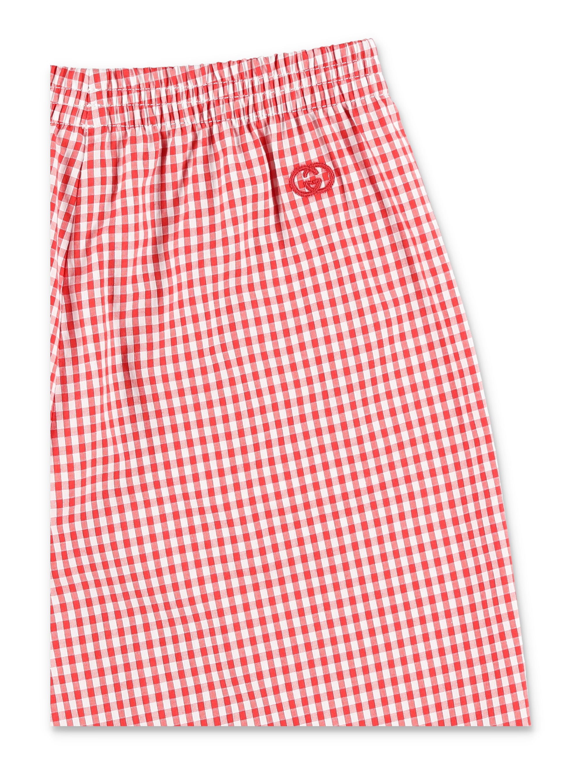 Gucci Kids Vichy Check Shorts Red/white Cotton