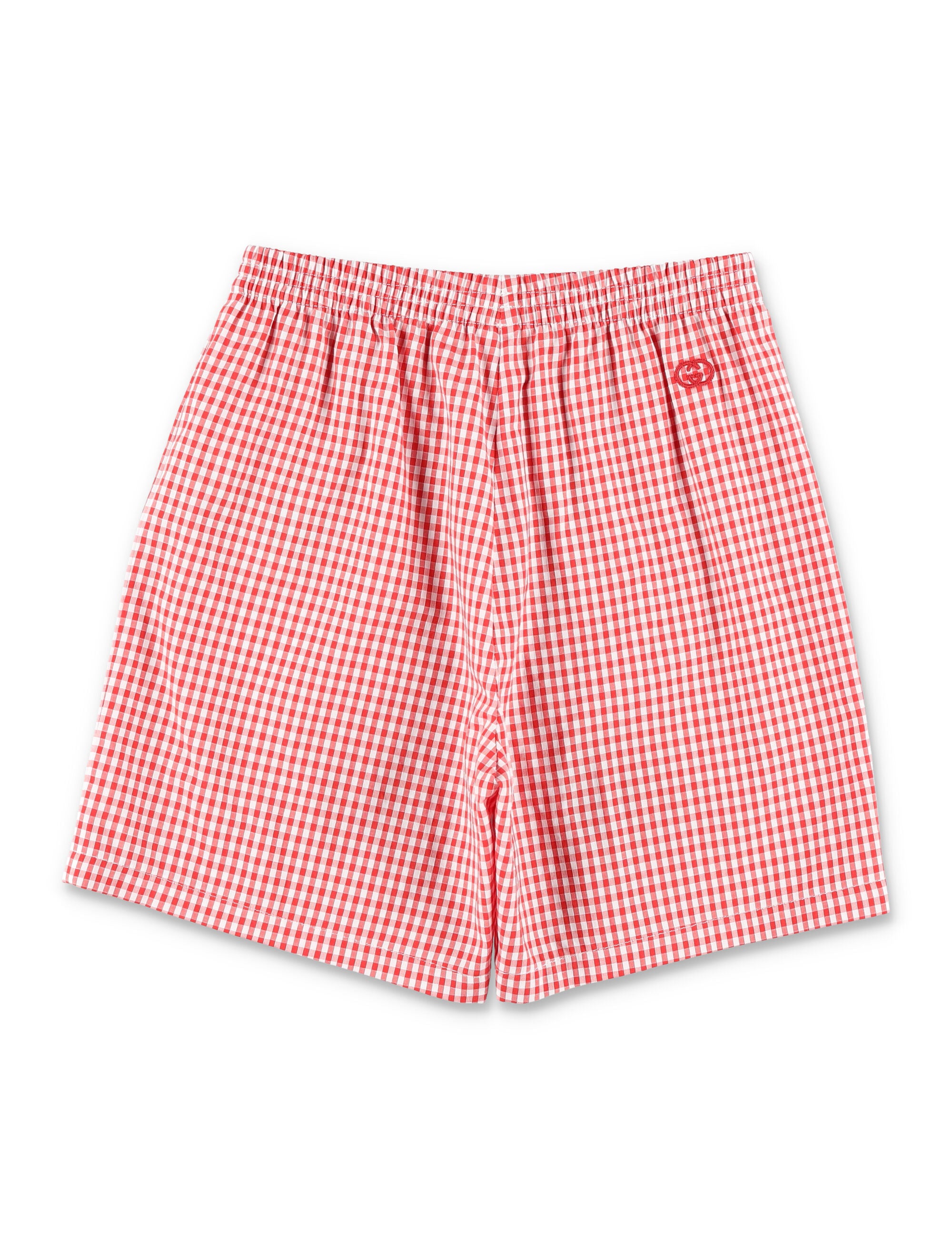 Gucci Kids Vichy Check Shorts Red/white Cotton