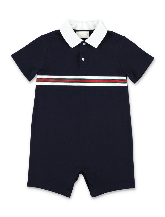 Gucci baby cotton Web romper Dark Night Sky Details Jumpsuit