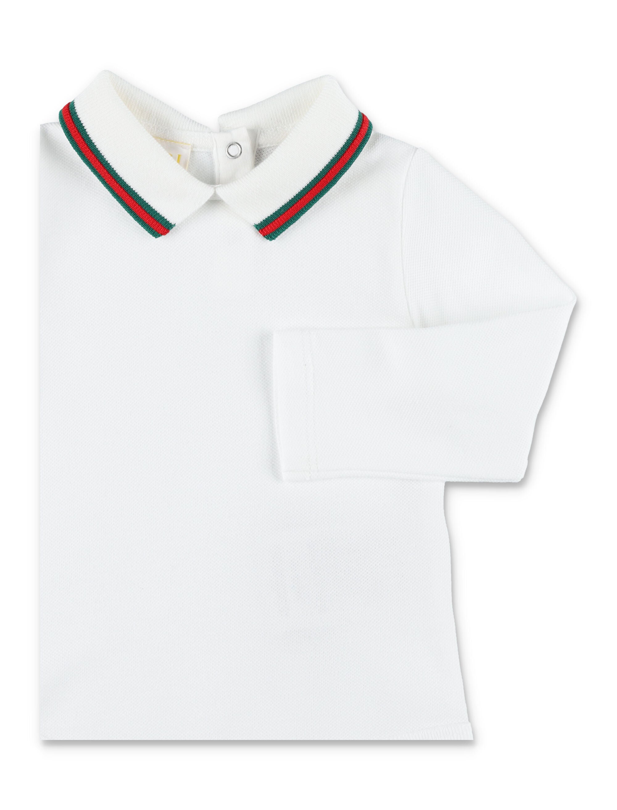 Gucci Web collar long sleeve bodysuit for newborn Optical White Cotton