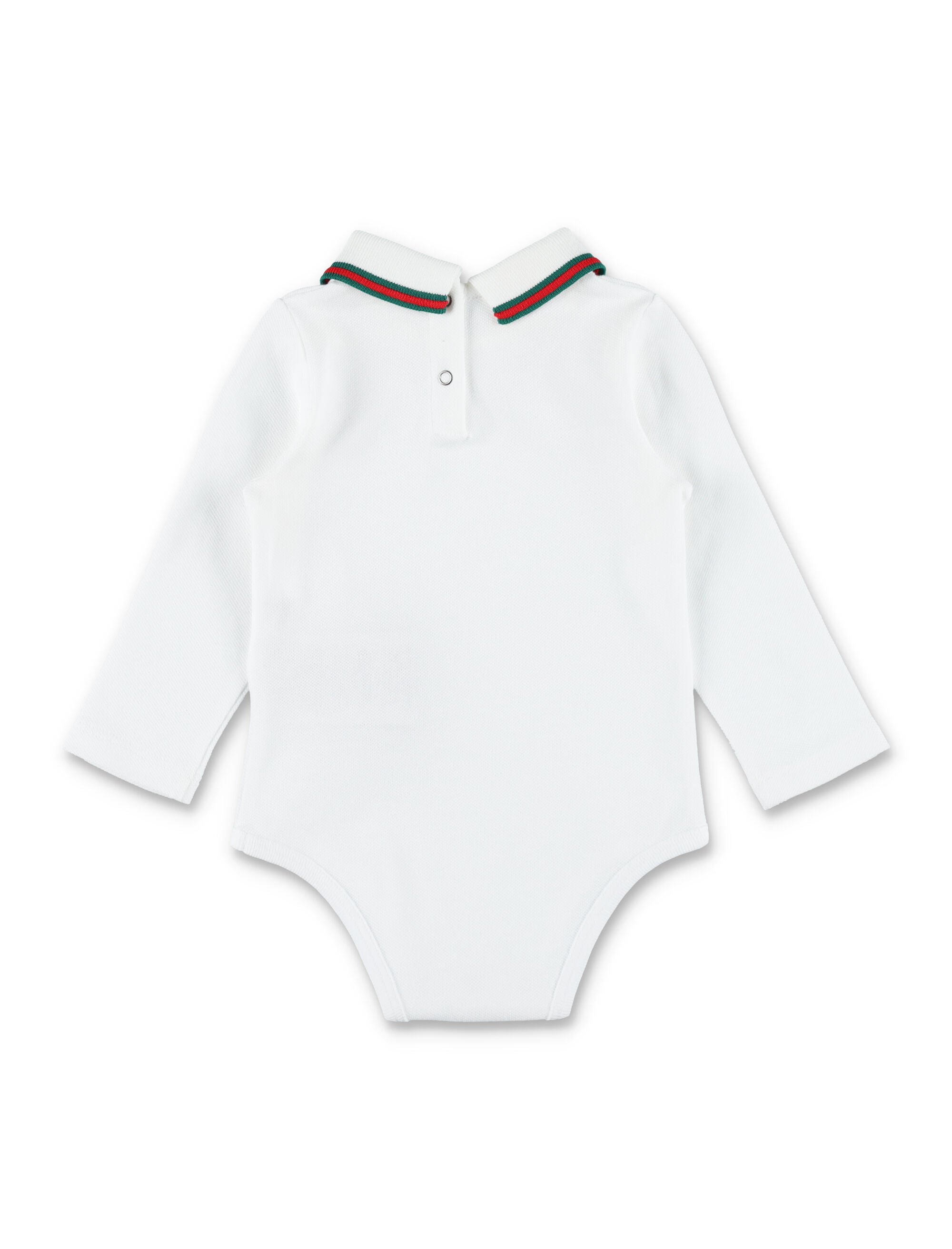 Gucci Web collar long sleeve bodysuit for newborn Optical White Cotton