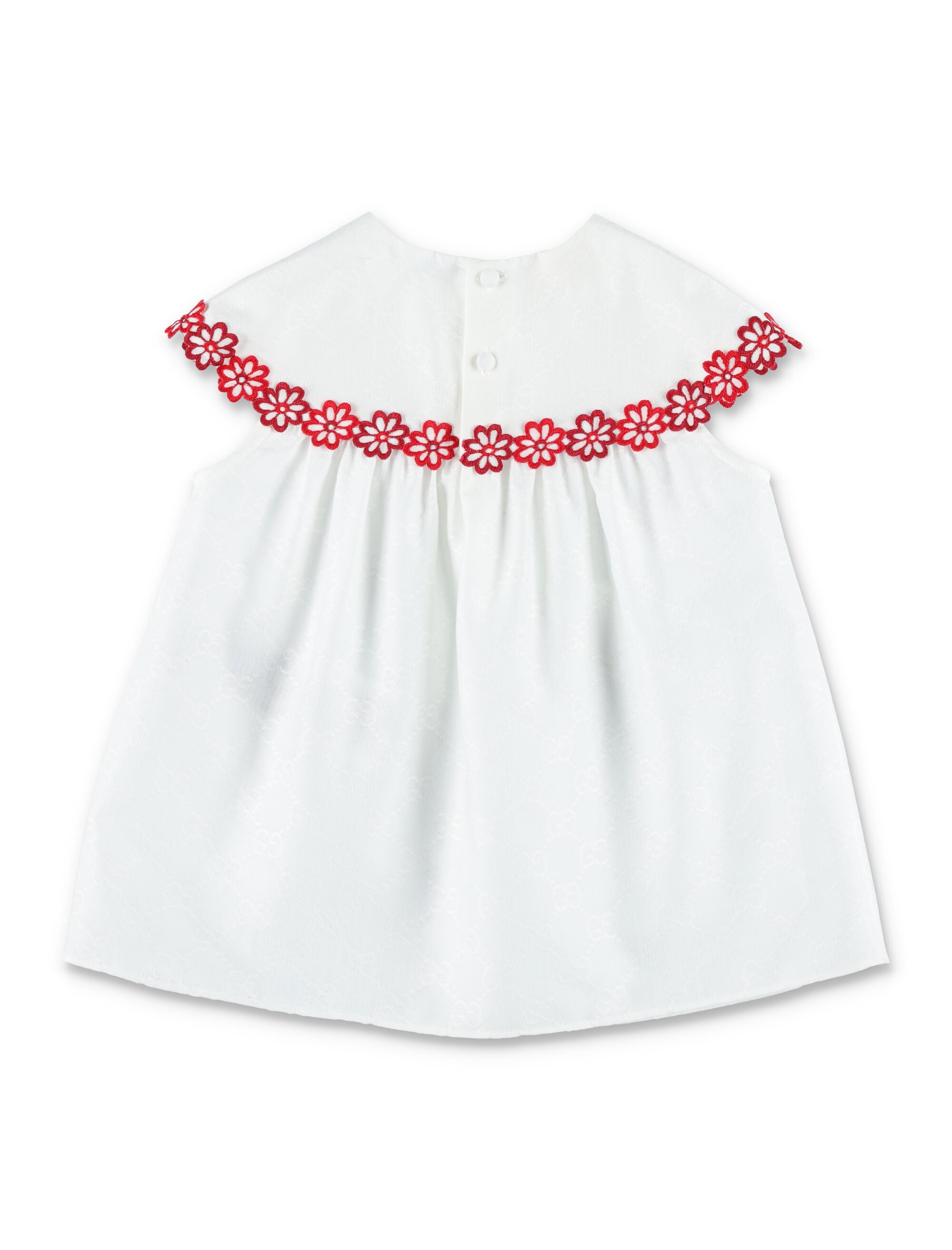 Gucci Baby embroidered cotton dress White/red
