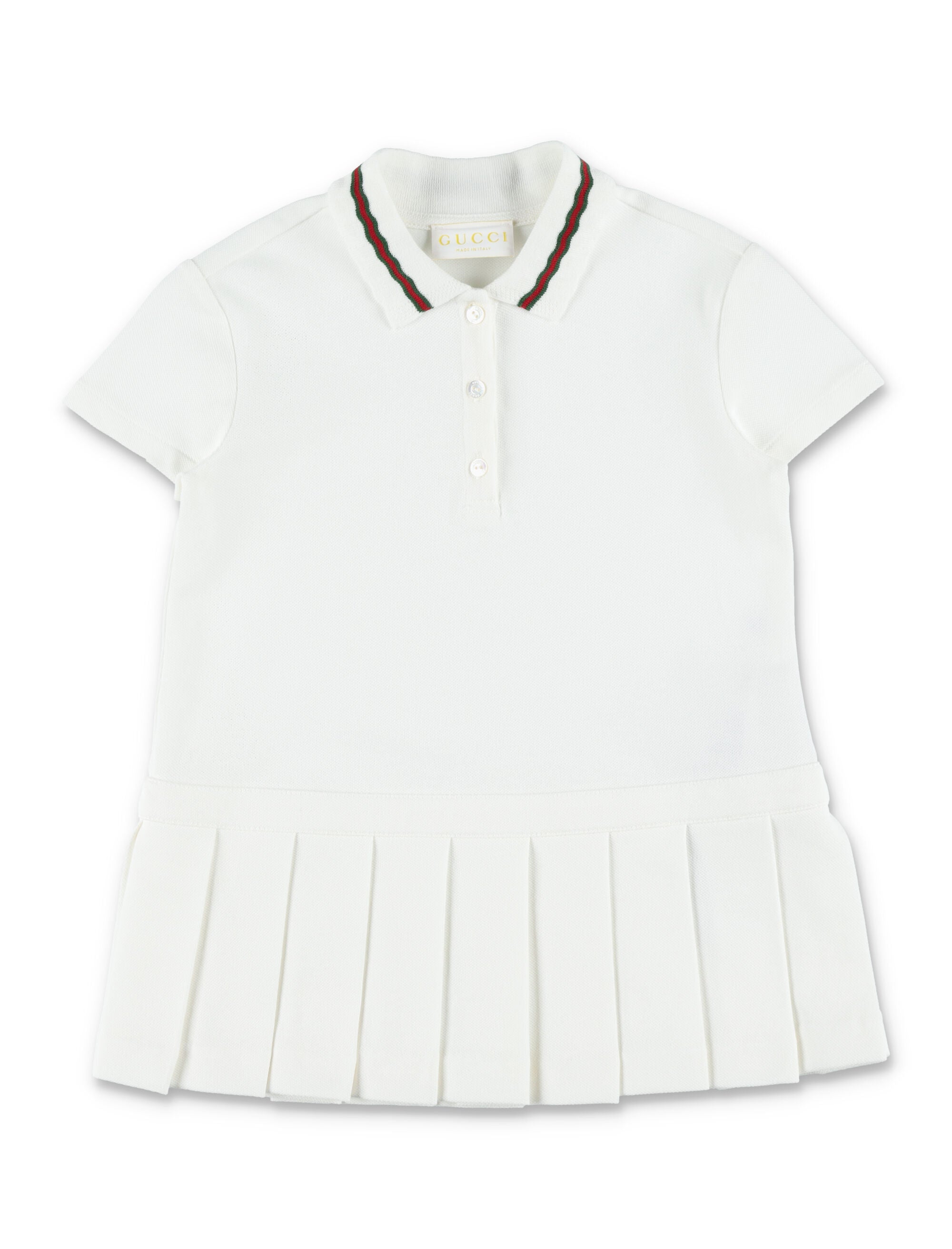 Gucci girls cotton piqué Polo dress with web details New White