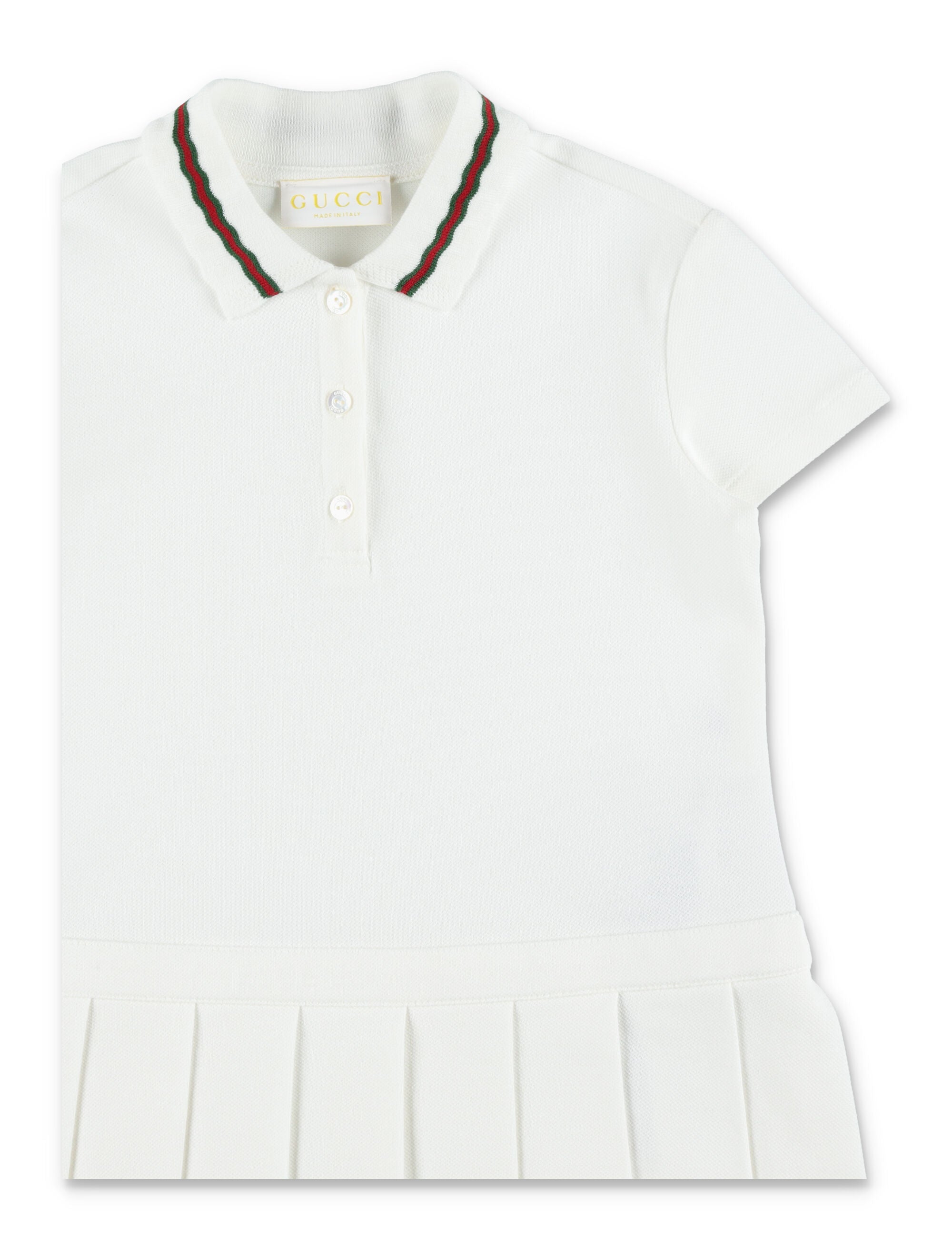 Gucci girls cotton piqué Polo dress with web details New White