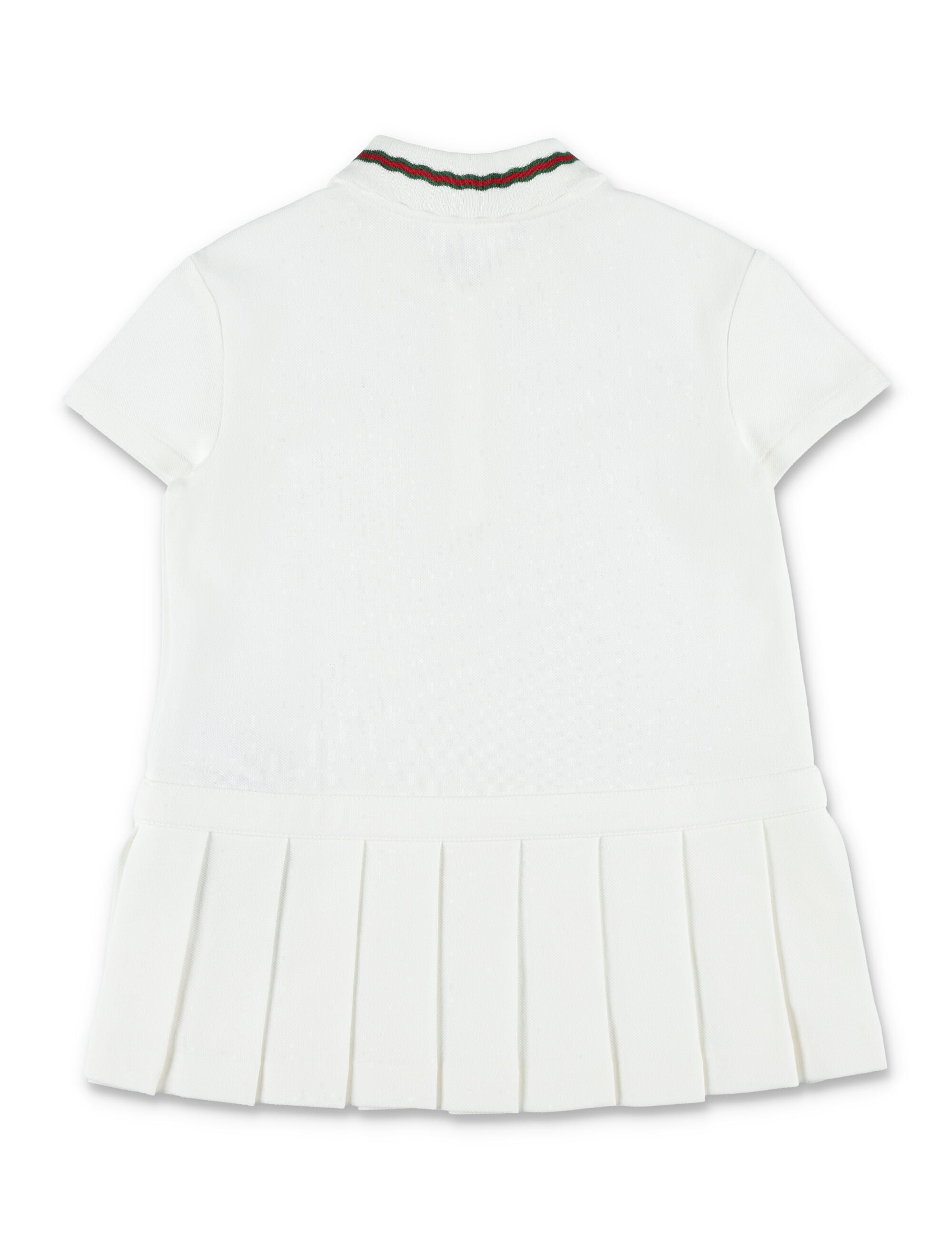 Gucci girls cotton piqué Polo dress with web details New White