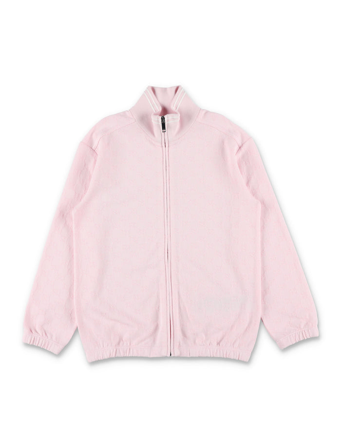 Gucci GG Piqué zip jacket for kids Baby Pink Cotton Sweatshirt