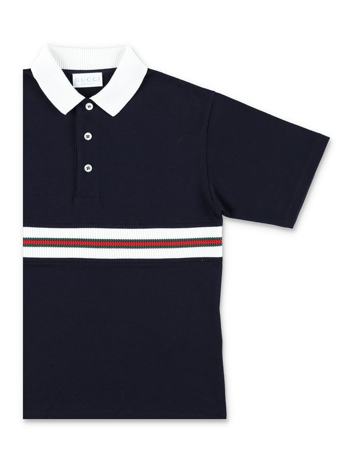 Gucci cotton Web polo shirt for kids Dark Night Sky Tshirt
