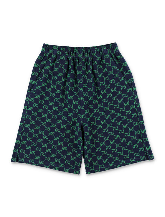 Gucci Gg Kids Shorts Navy/green Cotton