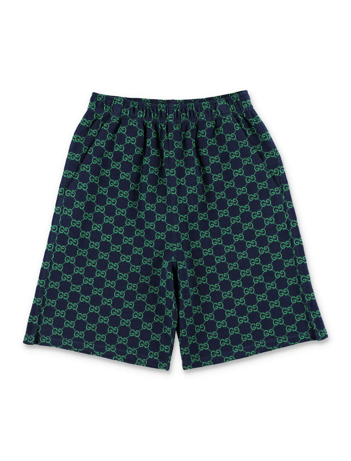 Gucci Gg Kids Shorts Navy/green Cotton