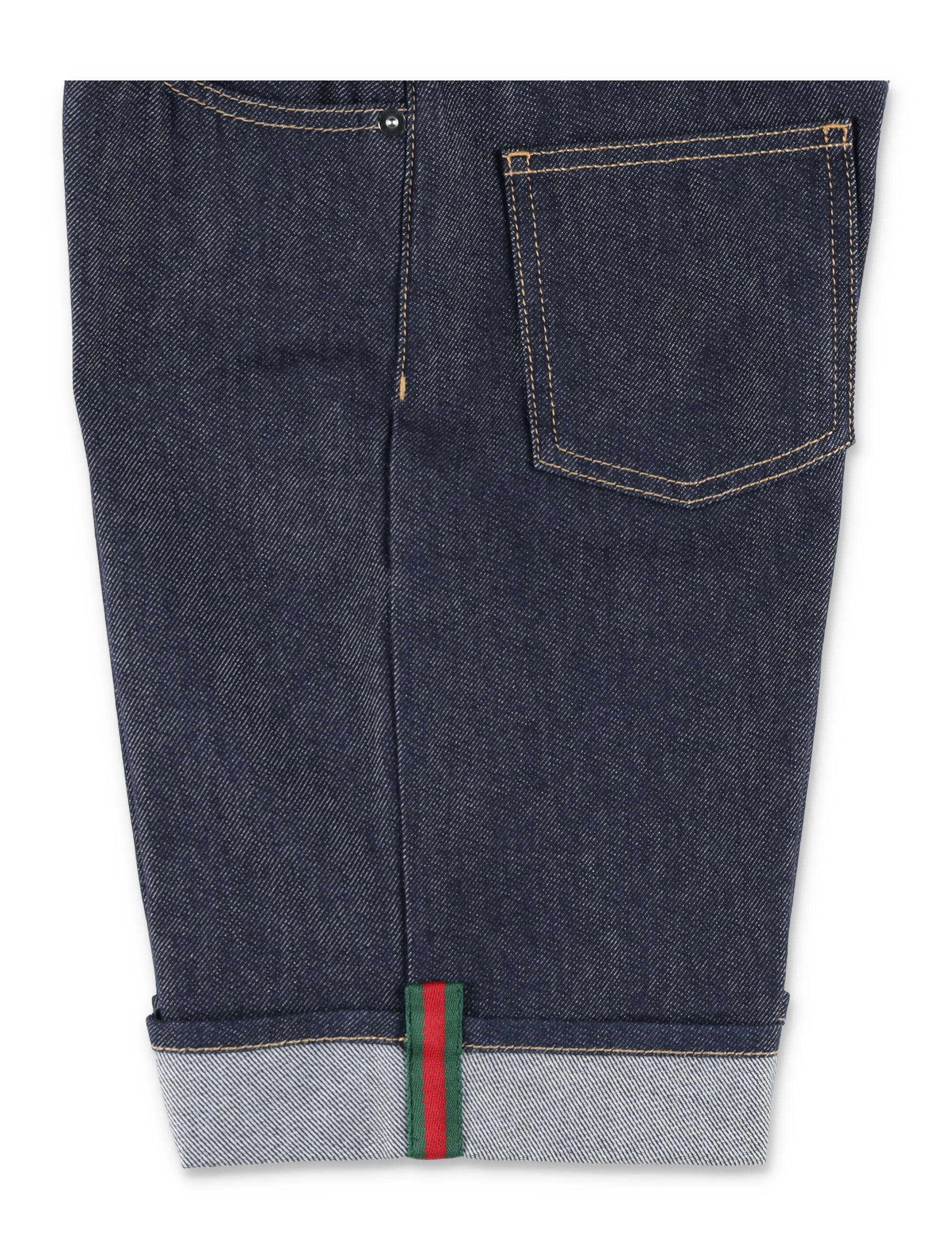 Gucci Denim Shorts for Boys with Web Detail Dark Blue Cotton