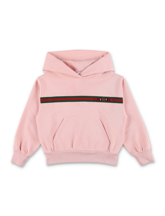 Gucci kids cotton sweatshirt with Web detail Smooth Pink