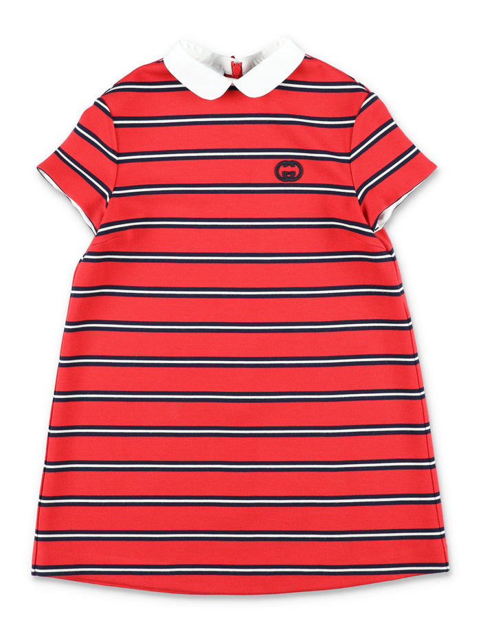 Gucci Girls Striped Polo Dress Red Viscose
