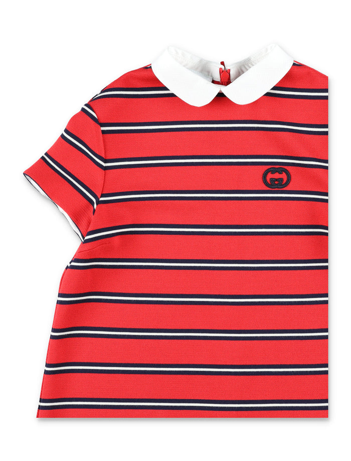 Gucci Girls Striped Polo Dress Red Viscose