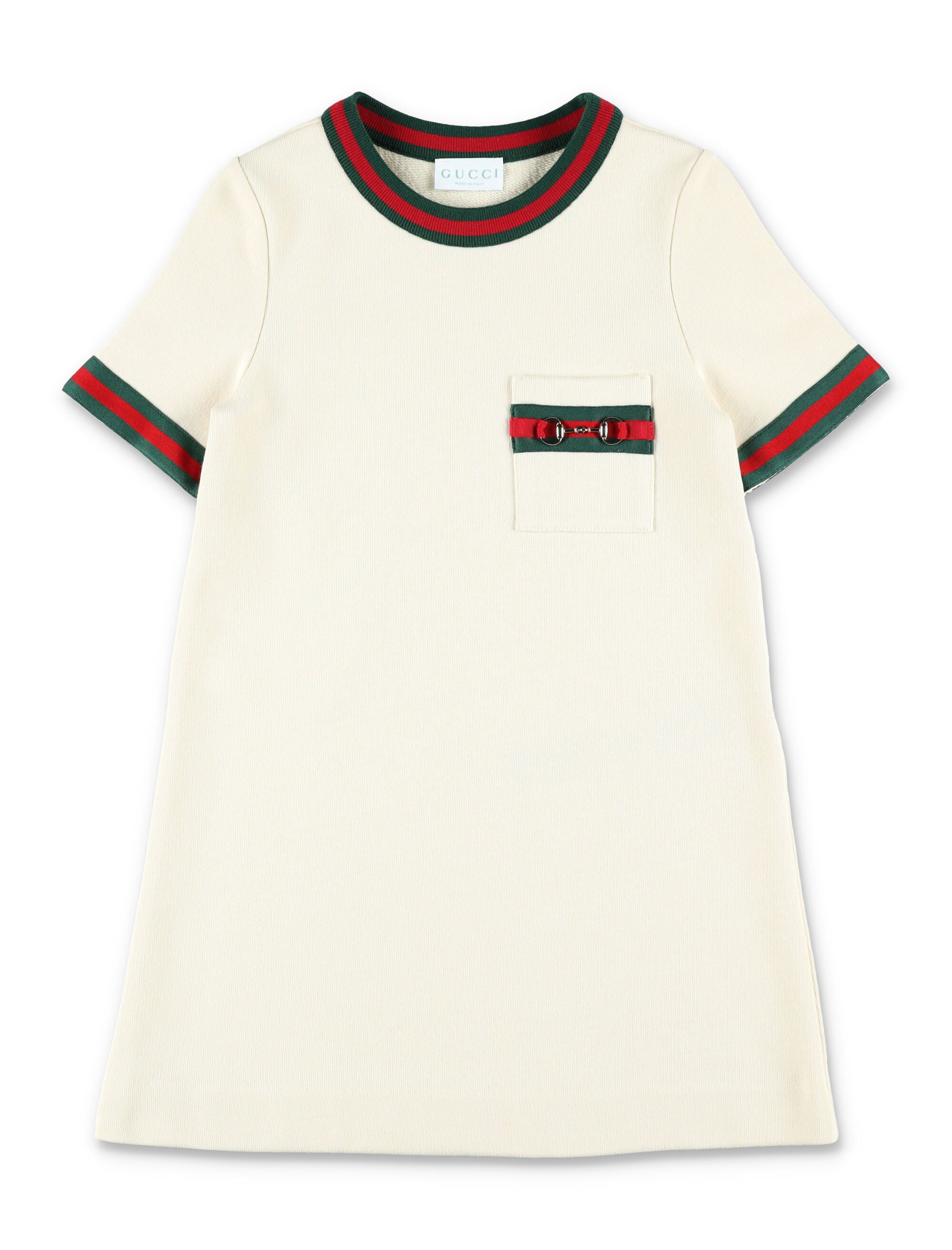 Gucci Kids Cotton Horsebit Dress Ivory