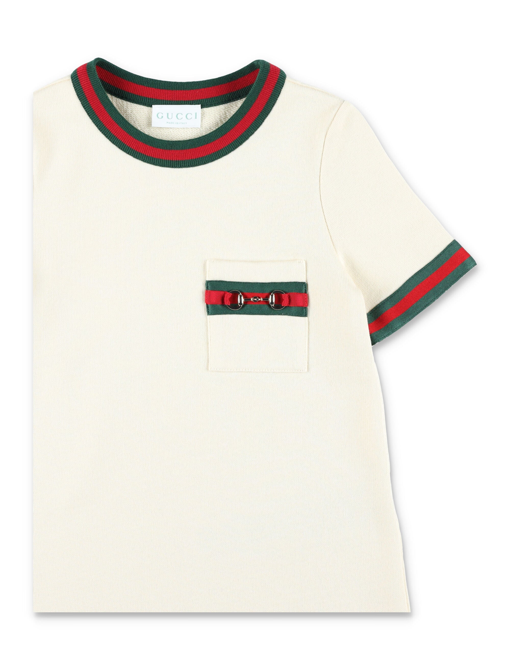 Gucci Kids Cotton Horsebit Dress Ivory