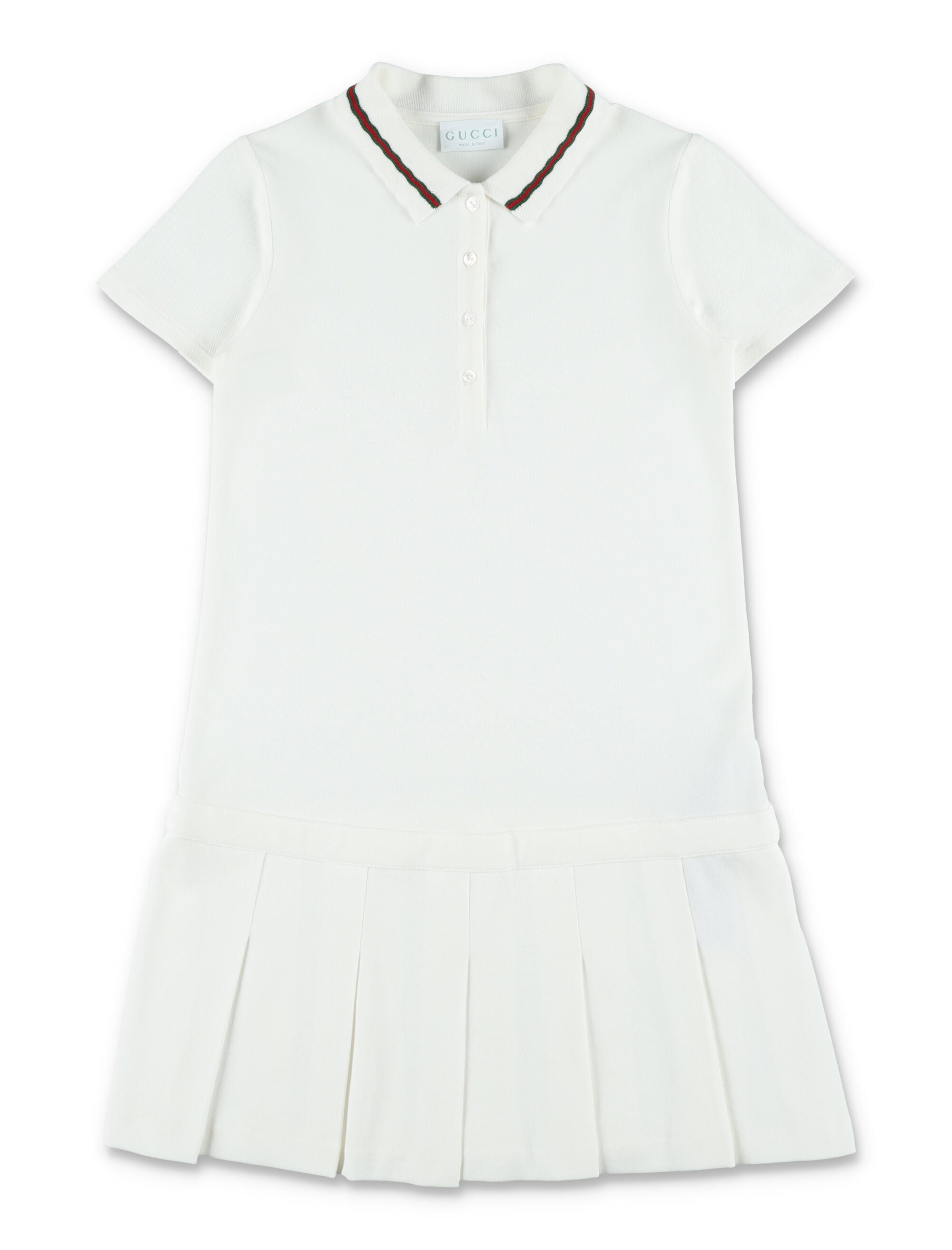 Gucci girls cotton piqué Polo dress with web details New White