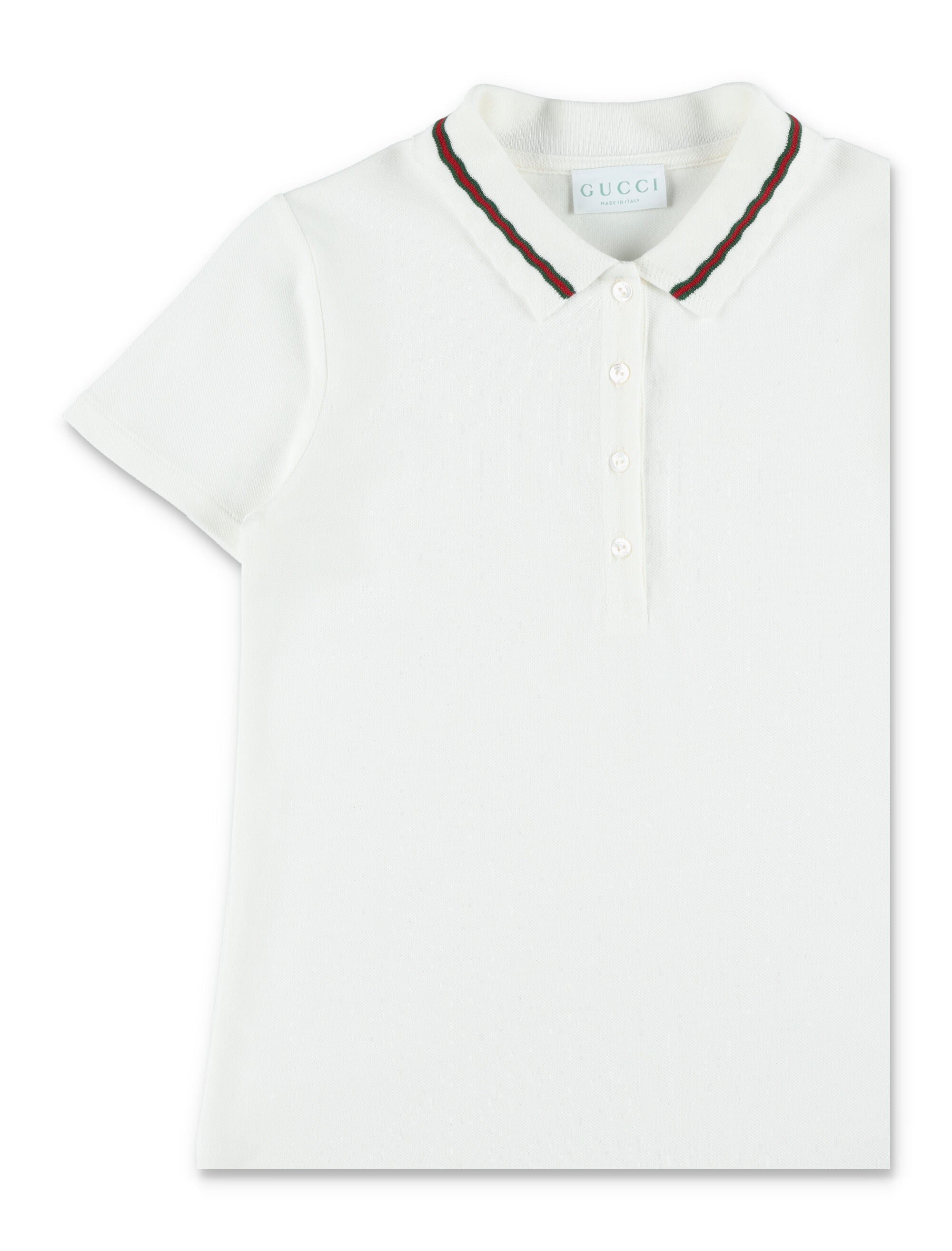 Gucci girls cotton piqué Polo dress with web details New White