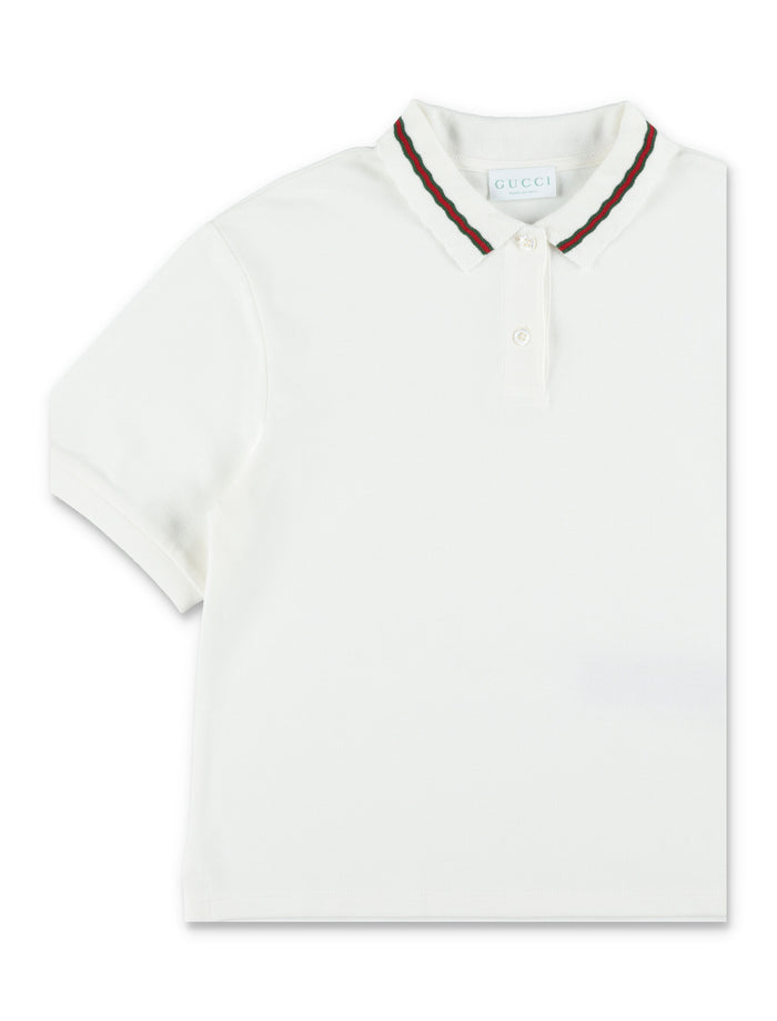 Gucci girls cotton piqué Web detail polo New White T-shirt