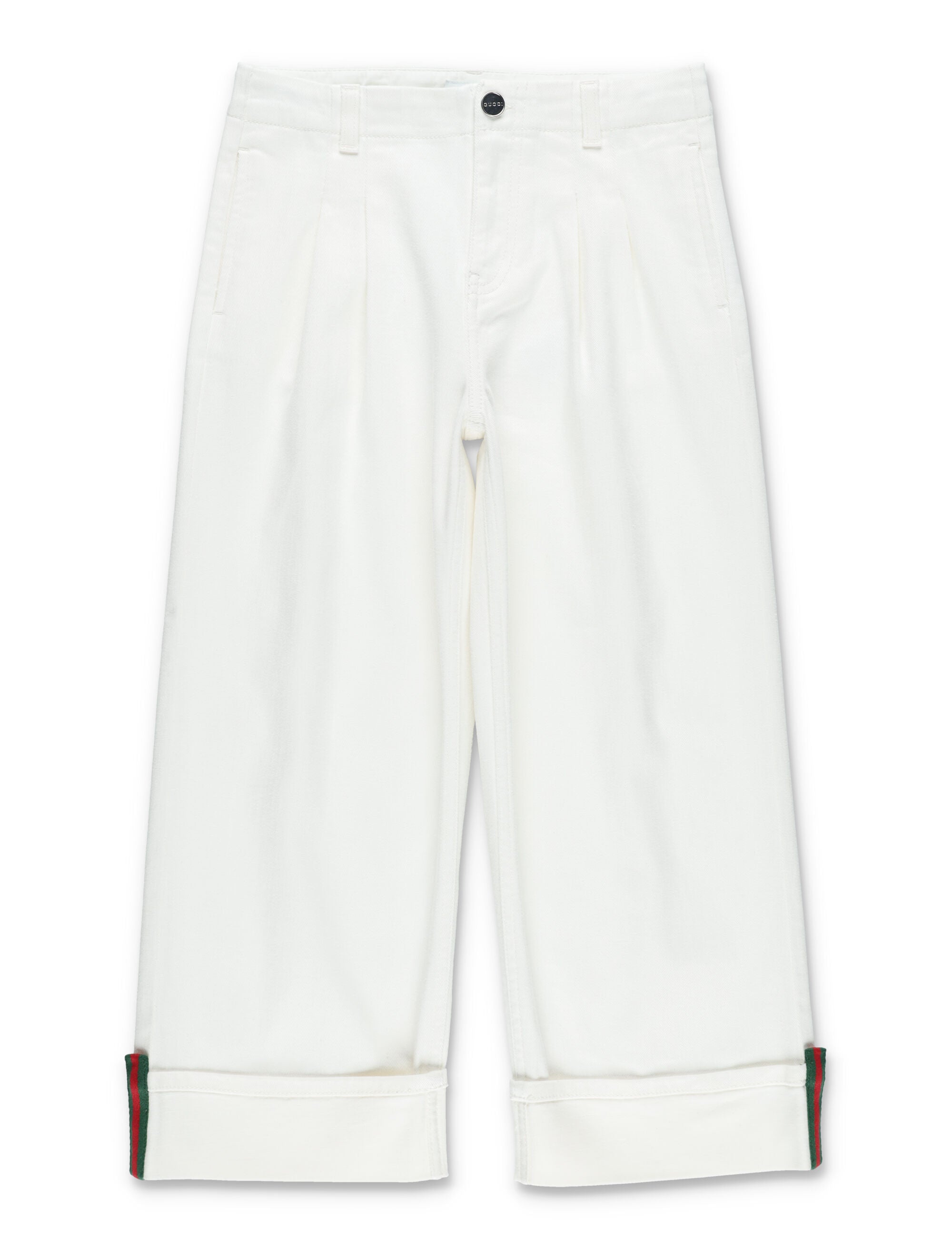 Gucci girls stretch denim pants with Web detail White/mix Cotton